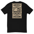 Stylish black t-shirt featuring "American Freedom" graphic, perfect for a comfortable, lightweight wardrobe staple.